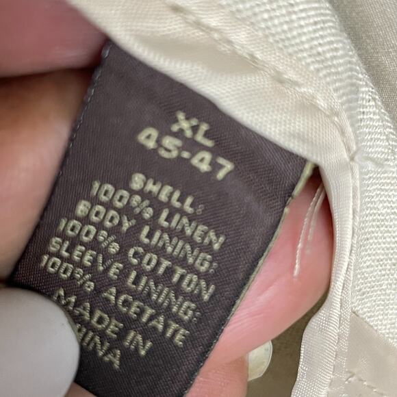 Tasso Elba XL Linen Sport Coat Beige 2-Button Blazer Jacket Lined Classic - Picture 3 of 5